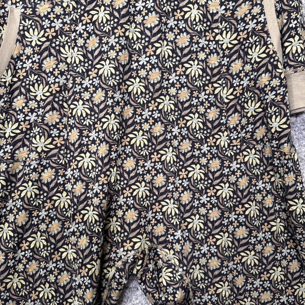 Natural Life Johnnie Cotton Jumpsuit Size XL Green Floral Loungewear Loose - Picture 9 of 10